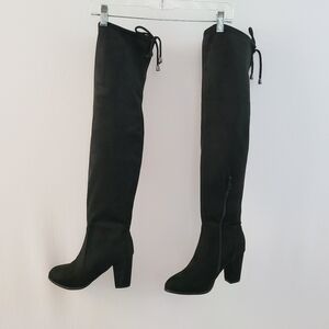 High Black Boots Over the Knee Fabric 25" High Size 7.5 NEW